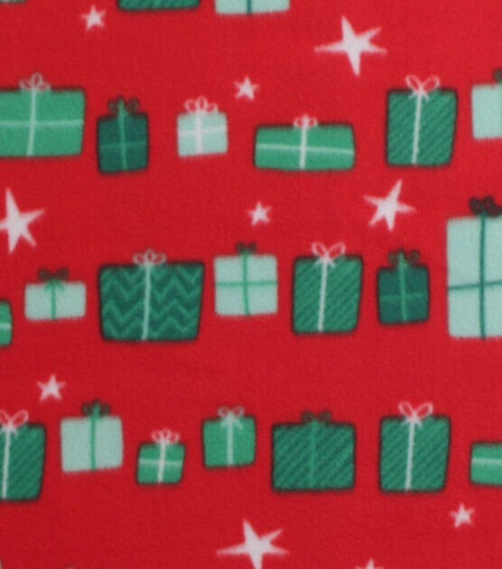 Presents on Red Blizzard Fleece Fabric- 1.8 yards x 59″ NEW