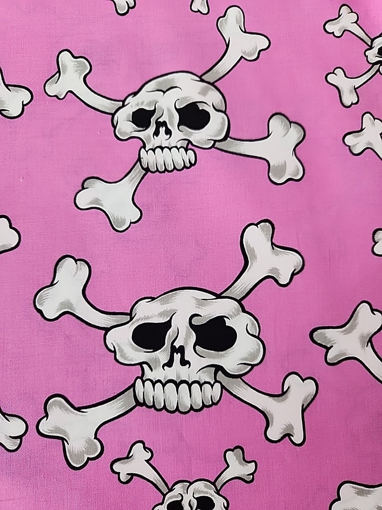 Alexander Henry Fabric hula skull Pink Cotton Half Yard Skull And Bones