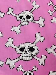 Alexander Henry Fabric hula skull Pink Cotton Half Yard Skull And Bones