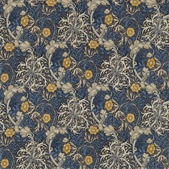 WILLIAM MORRIS CURTAIN FABRIC DESIGN Seaweed 3 METRES INK/WOAD 100% COTTON