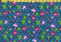 FLAMINGOS, PALM TREES, BEACH SUMMER Fabric 100% Cotton *By the Yard*