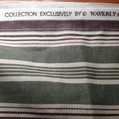 Waverly Exclusive Fabric Remnant Heirloom Ticking Olive Green Brown 2.5 yd x 18″