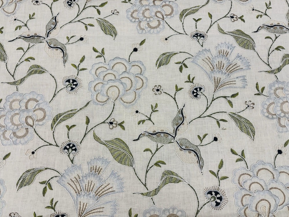 GP & J Baker Jacobean Floral Fabric- Lamorna Embroidery Linen 2.15 yds BF10798.1