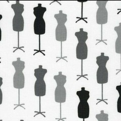1 Yard Of Black/Gray/White Dress Forms By Robert Kaufman 100% Cotton Fabric