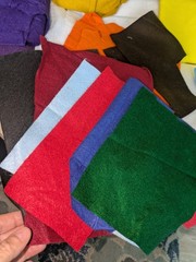 Vintage Lot of 23 Felt Fabric Arts Crafts Several Large Pieces Many Colors