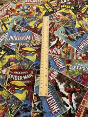 Marvel Comic Books Cotton Quilt Weight Fabric 25×35″ Iron Man Hulk Spiderman
