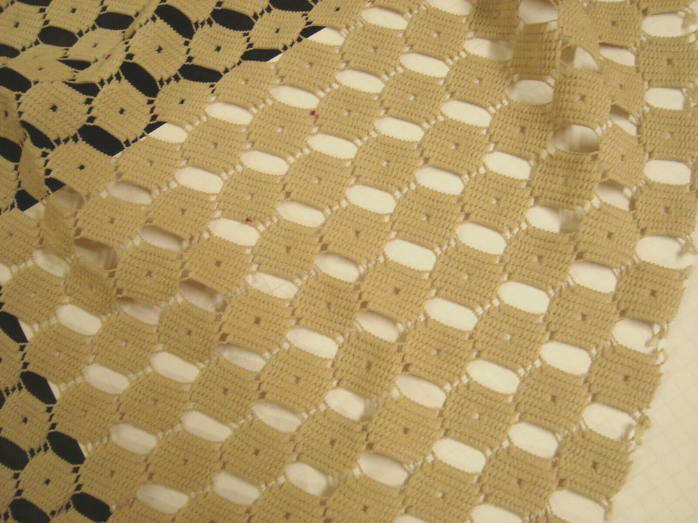 1 of 25 yds Belle Maison Fabric Lace Crochet Bianca Barley beige 54″ x 36″ BTY