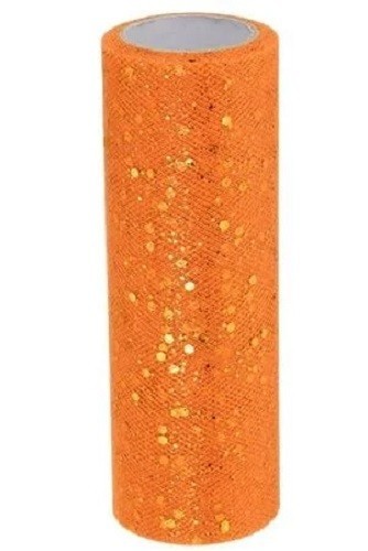 Glitter Tulle Burnt Orange 6″ x 3 yards 100% Polyester
