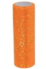 Glitter Tulle Burnt Orange 6″ x 3 yards 100% Polyester
