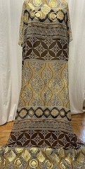 100% Silk Chiffon w/ Lurex Gold Brown Ornate Paisley Fabric By the Yard 45″ Wide