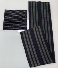 Vintage Japanese Kasuri Fabric Lot Yukinko Snow Indigo Green Striped Boro Craft