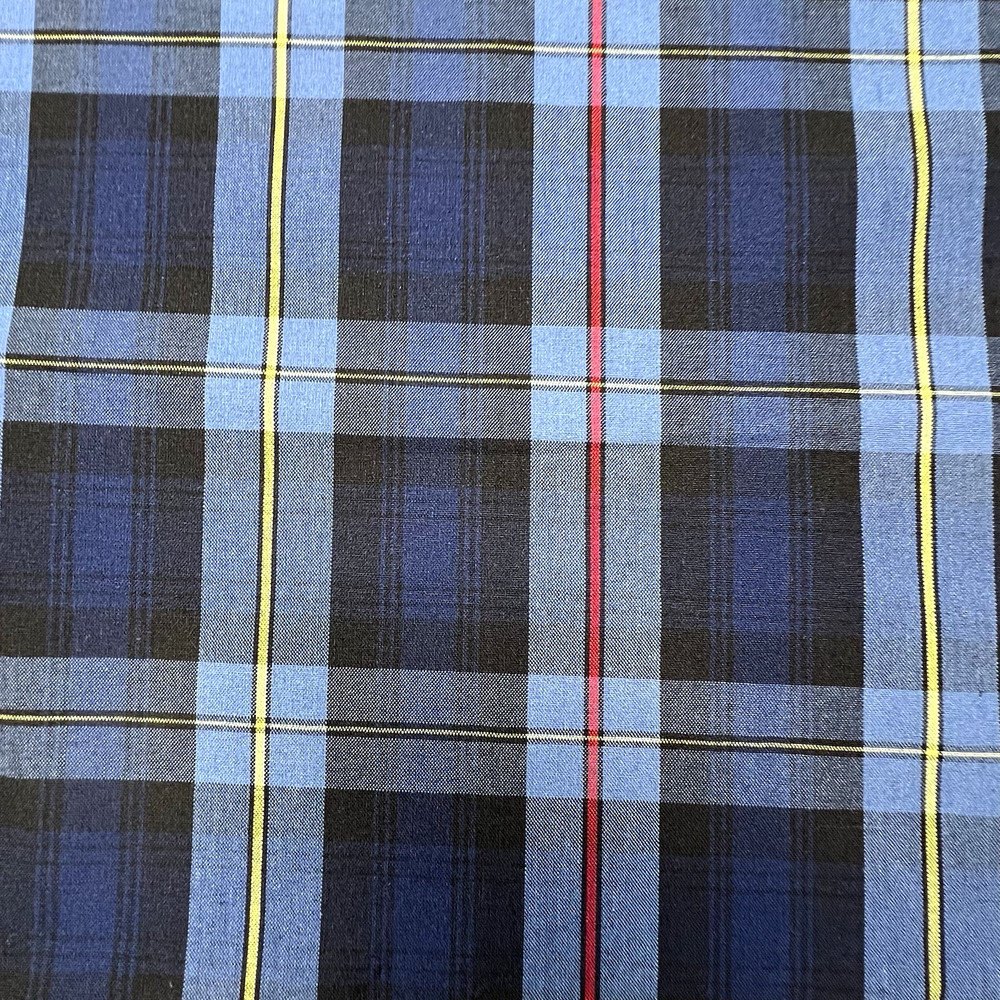 Navy Plaid Check Poplin P/C Uniform 5.5oz Fabric 61″ W Lot 2 Yards & 27″ for $13