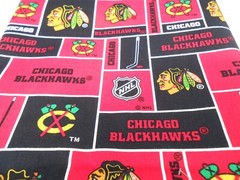 CHICAGO BLACKHAWKS NHL Cotton Fabric Block Logo 1 Yard Licensed Sewing Crafts