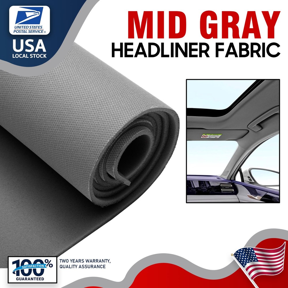 Mid-Gray Foam Backing Headliner Fabric for Car Roof Ceiling Liner Replacement
