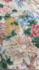 Vintage Richloom Floral Cotton 54″ Wide Upholstery Fabric 6 Yards 10 Inches