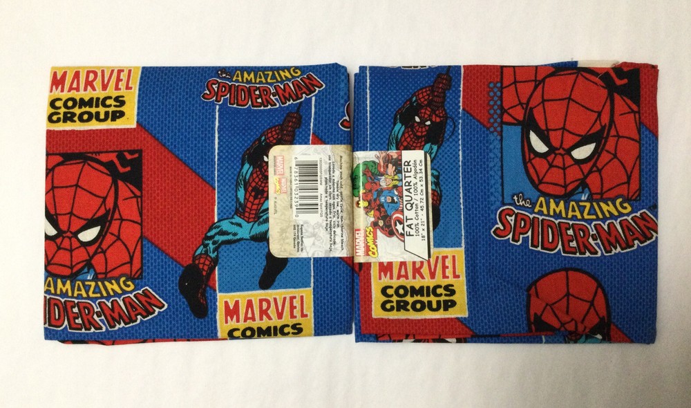 New Marvel Comics 2-Pack Amazing Spider-man Fat Quarter 18″ x 21″ Fabric Sewing