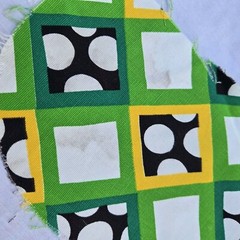 Vintage Fabric Scrap LOT Lime Green Wool Blue Mid Century Mod Aunt Leo D5
