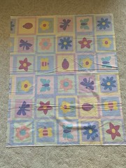 Cotton Fabric GINGHAM Butterfly Flowers Pastels 45×37″ Faye Burgos Springs