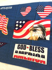 VINTAGE FABRIC TRADITIONS AMERICA APPLIQUES USA FLAG BANNER QUILT 17.5″x 45″