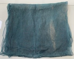 Antique Japanese Hand Spun Fine Hemp Kaya Mosquito Net Turquoise Seamless 70″