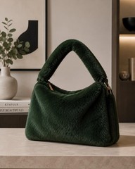 Luxury Short Plush Super Soft Faux Fur Fabric Material BOTTLE GREEN