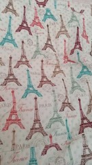 1 Pair Paris Postcard David Textiles Vintage Drapes 40×72 Eiffel Tower France