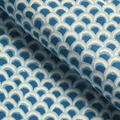 Brunschwig & Fils Arches Linen Print Fabric- Pave II Print / Blue 7 yd 8020126.5