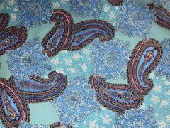 By 1/2 Yd Vintage Paisley Floral Blue Green Pink Cotton Fabric BTHY by JoAnn