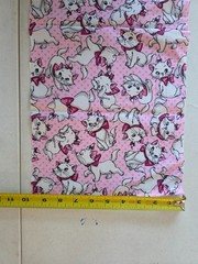 BonEful FABRIC FQ Cotton Quilt Pink White Aristocat Disney Kitten Cat Paris Dot