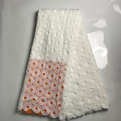 White Cord Lace Fabric Embroidery Mesh Cotton Craft Material 5 Y African Guipure