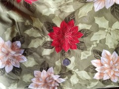 Christmas TableCloth JoAnn Fabric 2.5 yd Poinsettia Vintage 90″ x54″ cotton OF12