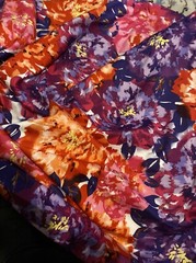 Vtg 6 Mt Fabric POLY COTTON purple red pink Flowers Floral 1-Way Stretch 56” Wid
