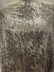Exquisite Gold Silver Sequin Abstract Leopard Snake Fabric 1 Yard Long 56 ” Wide