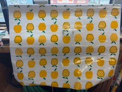 Oilcloth Fabric Tremso Yellow Apple with Dots Pattern Sold in Yard or Bolt