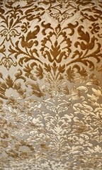 Vintage Yellow Gold Floral Damascus Operated Velvet Dim 48cm X 5.80m €99