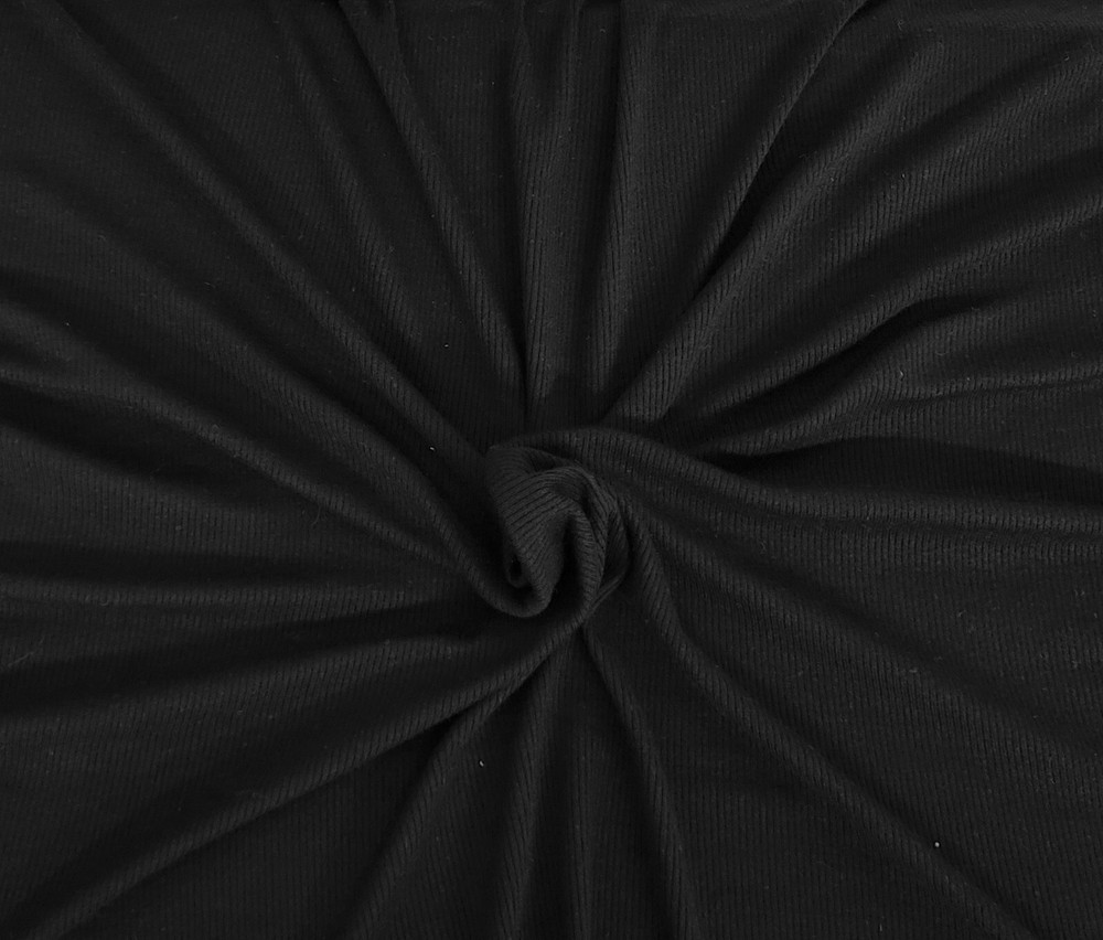 Black Modal Spandex 2×1 Rib Fabric by Yard 4 Way Stretch 12/21