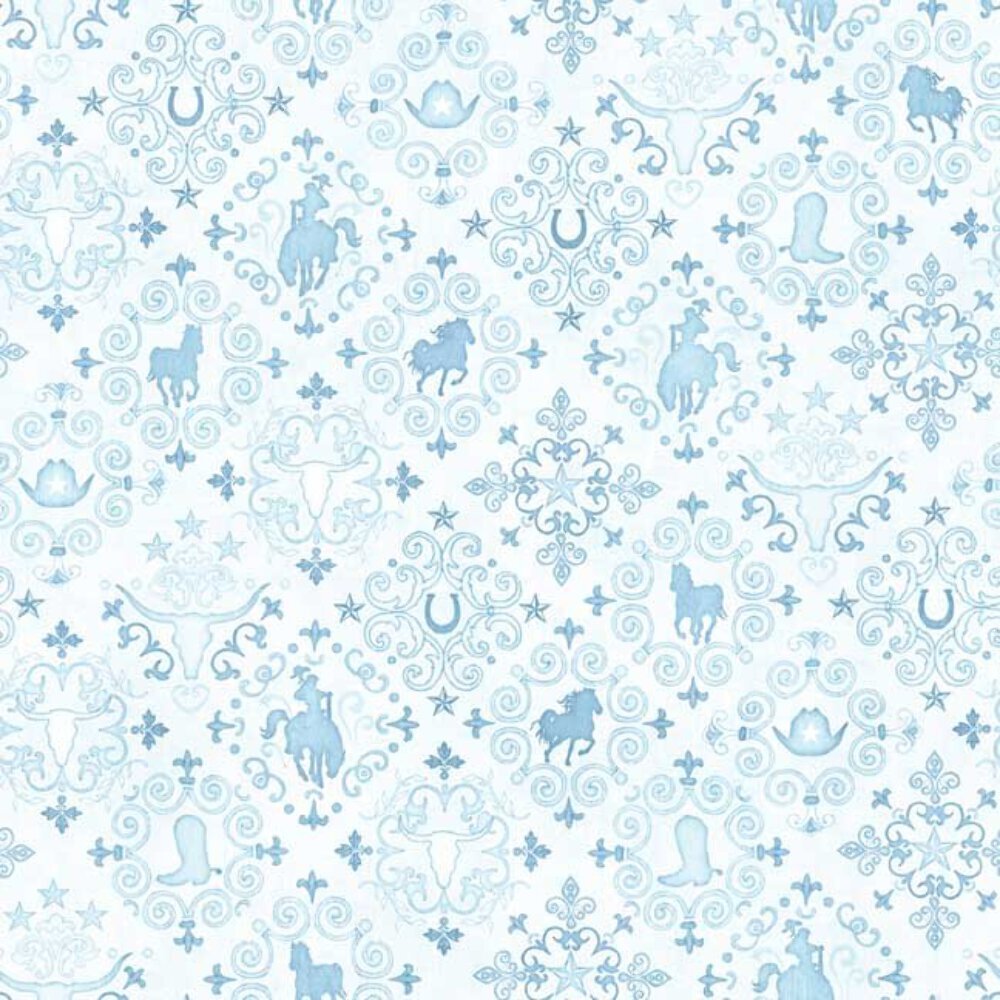 Running Wild Blue Bandanna Cotton Fabric