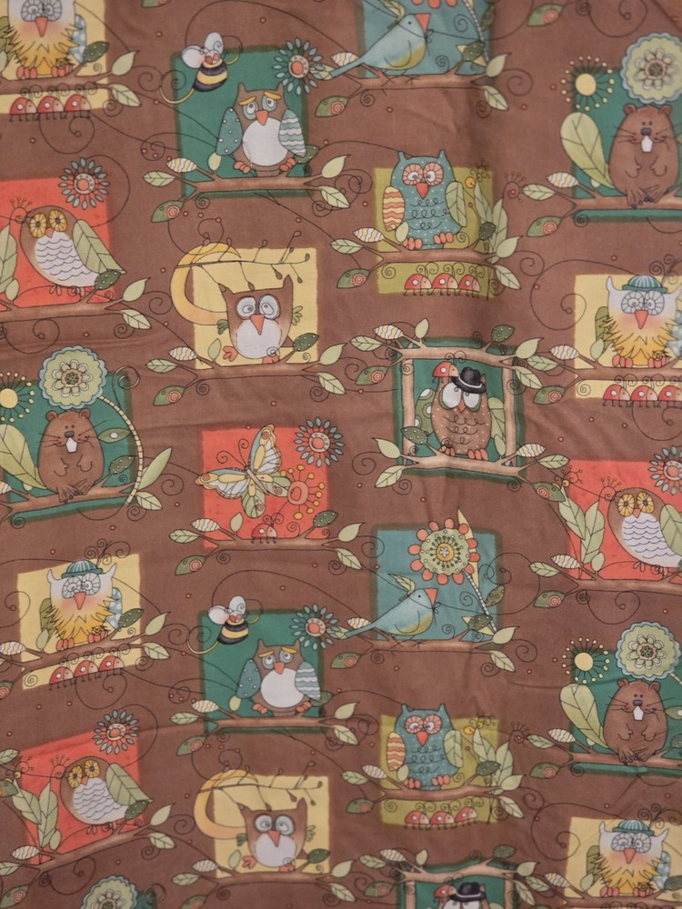 OOP Tree Huggers Studio E Orange Owl Cotton Quilt Fabric FQ