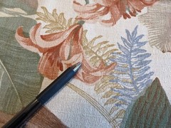 Jungle island palm leaf lily floral tropical john wolf Poplin Fabric by The Yd