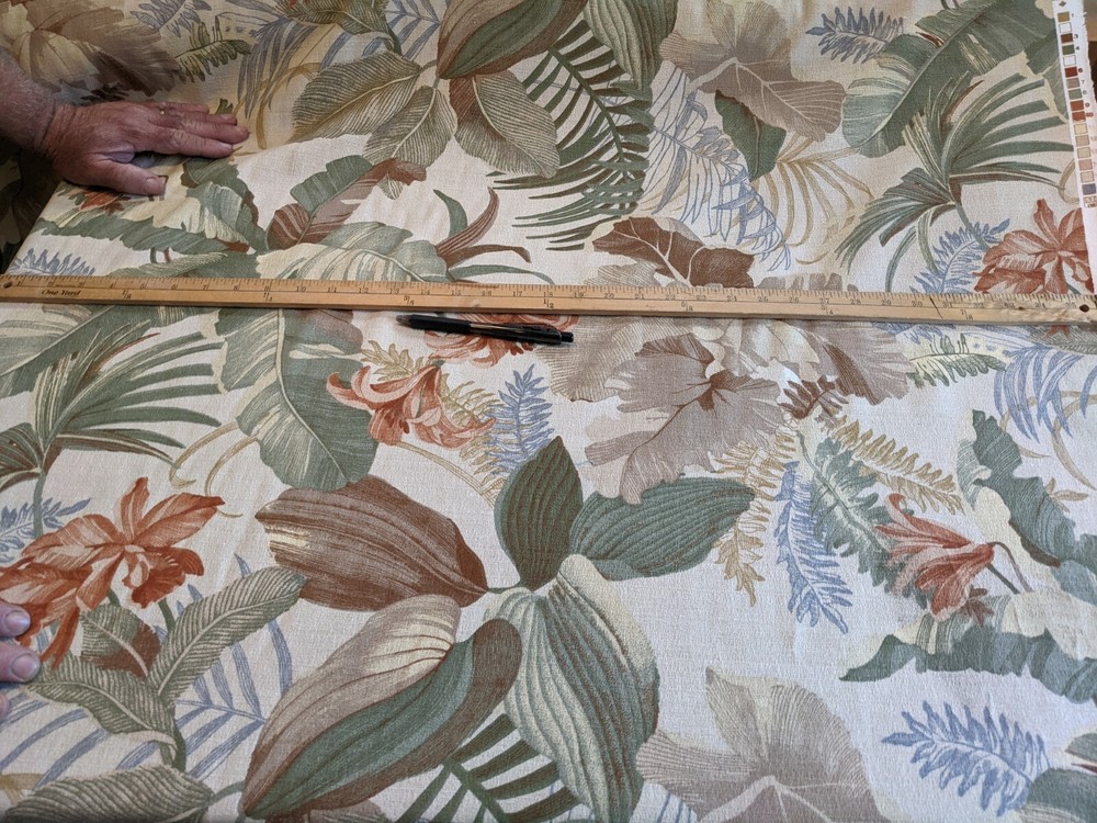 Jungle island palm leaf lily floral tropical john wolf Poplin Fabric by The Yd