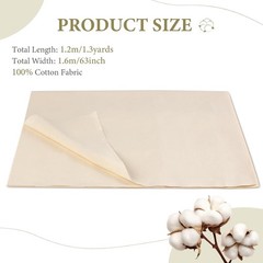100% Cotton Unbleached Muslin Fabric 63″ x 1.3 Yard Medium Weight Cotton Yardage