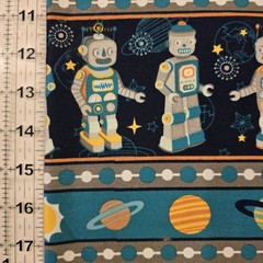 Atomic Bots Cotton Border OOP Boys Fabric Robot Alien UFO Rockets Planets Space