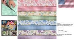 Charming 7 Pcs Floral Cotton Fabric, Each 9.8″ – Ideal for Home Decor Projects