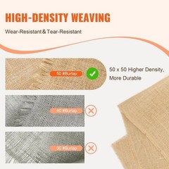 Burlap Fabric Roll, 40′ x 150 ft & 50 x 50 High Density Wide Natural Burlap