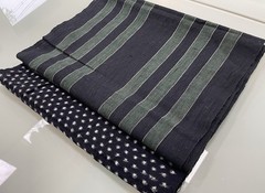Vintage Japanese Kasuri Fabric Lot Yukinko Snow Indigo Green Striped Boro Craft