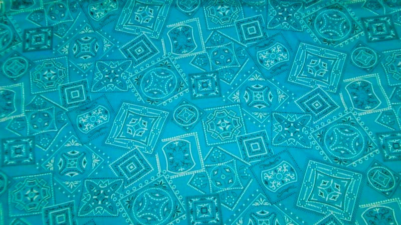 BTYD VTG KESSLER CONCORD BRIGHT TURQUOISE BLUE COTTON BANDANNA FABRIC 59″W QUILT