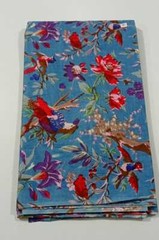 Indian 5 Yard Cotton Handcrafted Hand Block Animal Bird Print Multicolor Fabric