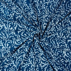 5 Yards Blue Indigo Block Print Fabric 100% Pure Cotton Dress making Fabric
