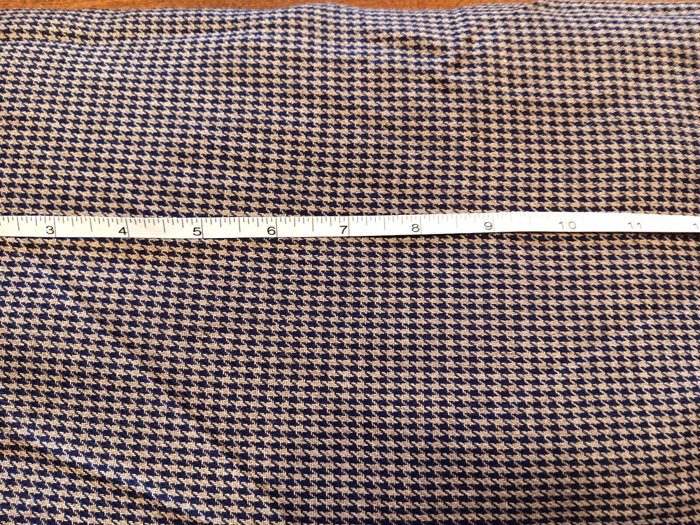 2 1/2 yards x 62″ Fine Houndstooth Weave Light Brown & Navy Trouser Weight Wool?