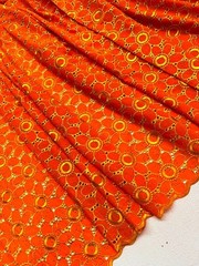 Orange Gold Voile Lace- Gold Floral Lace- Sold by 5 Yards..